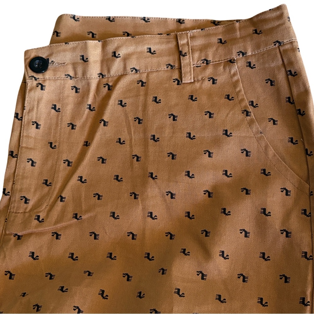 Shein Gold Pants with Black Reindeer Print Lightweight Cotton Blend Pants XL
